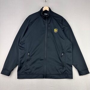 UPS Employee Jacket Mens XL Black Full-Zip Lightweight Fleece Performance Work